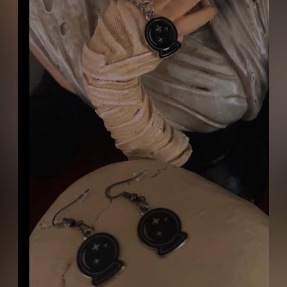 Black Star and Moon Necklace & Earrings